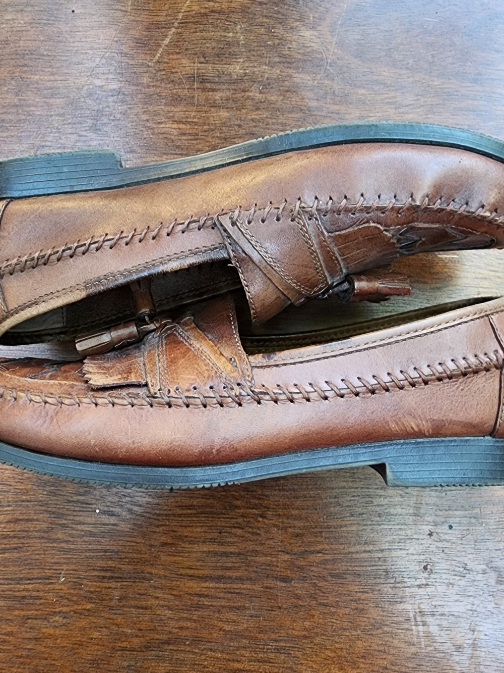 Giorgio Brutini Vintage Woven Leather Tassel Kiltie Loafers Dress Shoes Brown9.5 - Picture 6 of 11